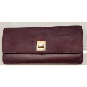 MK Michael Kors Suede and Leather Burgundy Vampire Purple Mahogany Wallet Cards